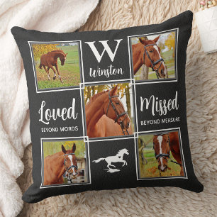 Horse Pet Memorial - Keepsake Photo Collage Throw Pillow