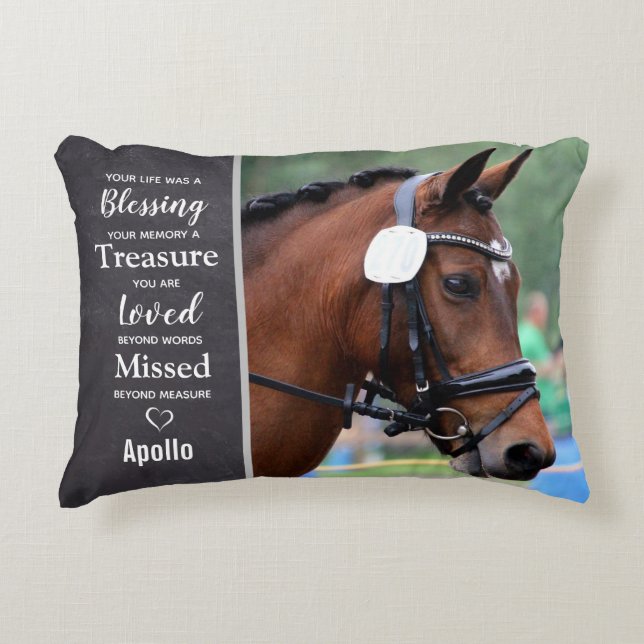 Horse Pet Memorial Remembrance Photo Accent Pillow (Front)