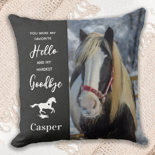 Horse Pet Memorial Rustic Photo Throw Pillow