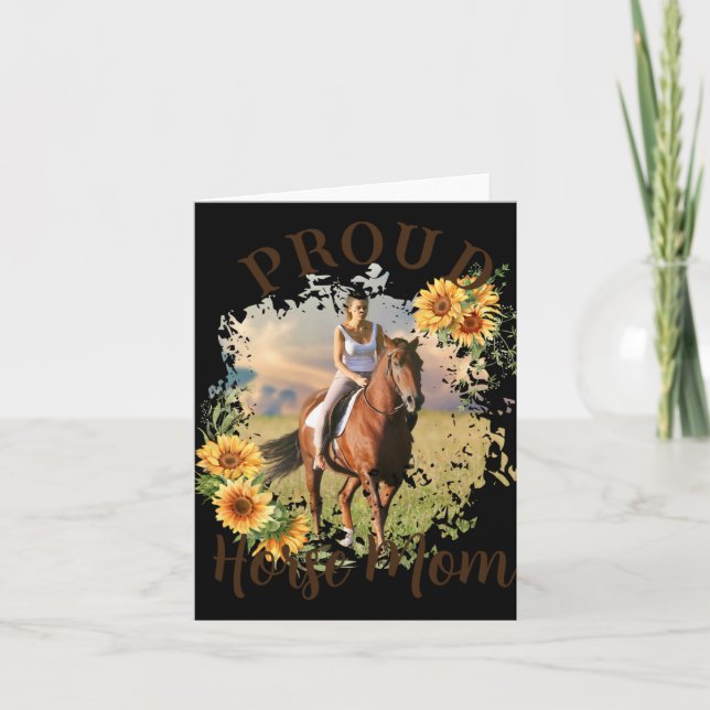 Horse Pet Photo Text Sunflower Accent T Shirt  Card (Front)
