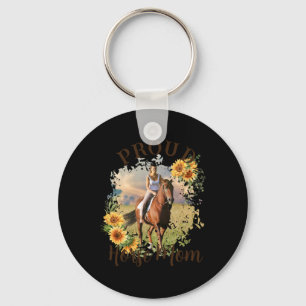 Horse Pet Photo Text Sunflower Accent T Shirt Keychain