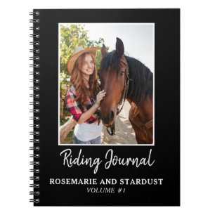 Horse Photo Riding Journal Personnalisé Noir