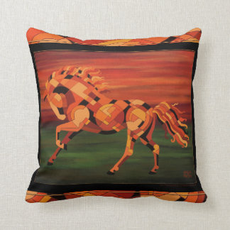 Horse Pillow, Orange Horse, Chesnut Horse Art Throw Pillow