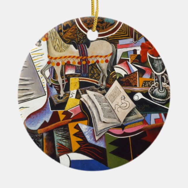 Horse Pipe Red Flower by Joan Miro Ceramic Ornament (Front)