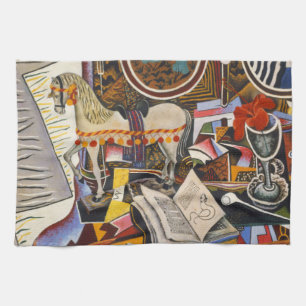 Horse Pipe Red Flower by Joan Miro Kitchen Towel