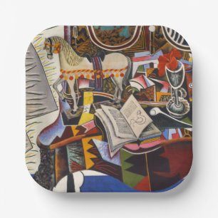 Horse Pipe Red Flower by Joan Miro Paper Plate