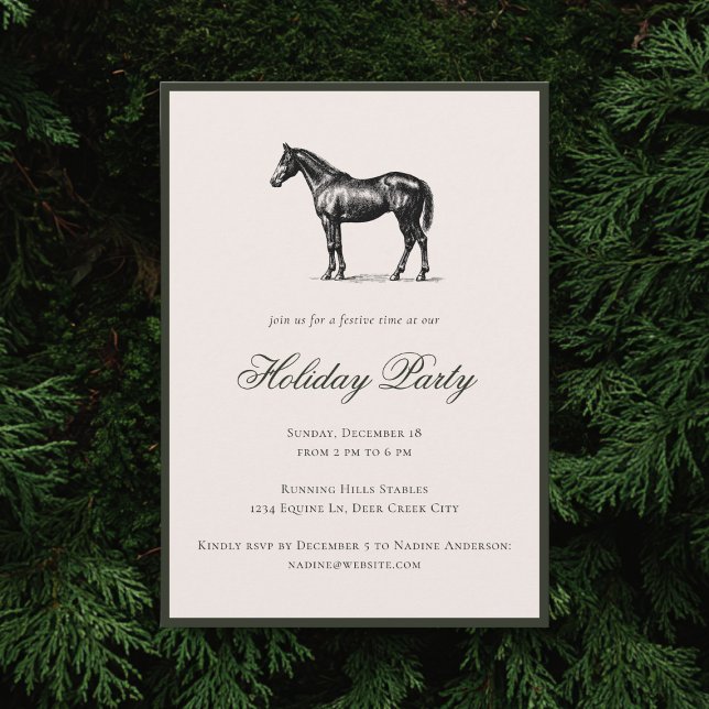 Horse Plaid Festive Christmas Holiday Party Invitation (Creator Uploaded)