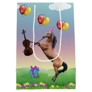 Horse Playing The Violin Birthday Medium Gift Bag