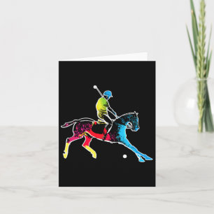 Horse Polo Player - Colourful Polo Sports Horsebac Card