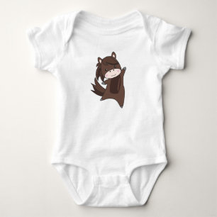 Horse Ponny Rider Cute Animals Brown Baby Bodysuit