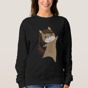Horse Ponny Rider Cute Animals Brown Sweatshirt