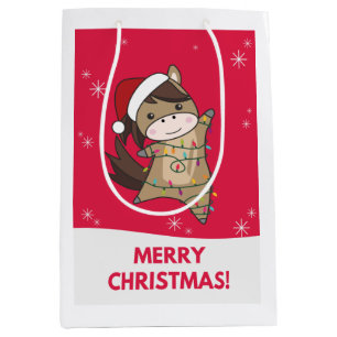 Horse Pony Christmas Snow Winter Animals Horses Medium Gift Bag