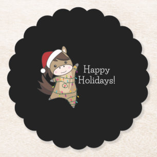 Horse Pony Christmas Snow Winter Animals Horses Paper Coaster