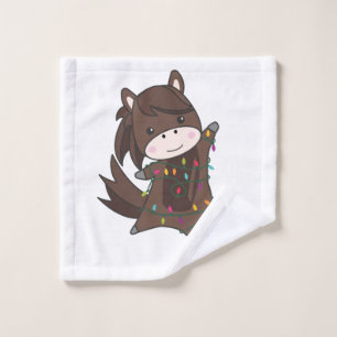 Horse Pony Christmas Snow Winter Animals Horses Wash Cloth