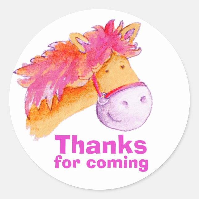 Horse / pony riding thank you party sticker (Front)