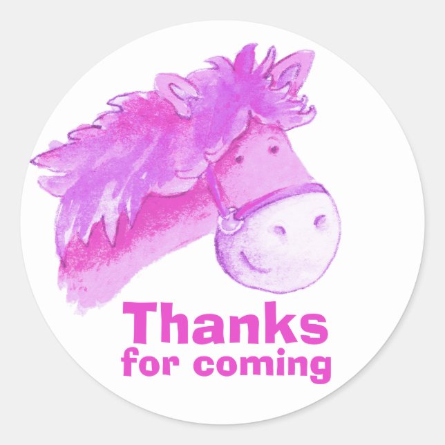 Horse / pony riding thank you party sticker (Front)