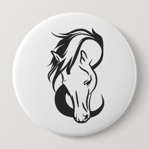 Horse portrait, 4 inch round button