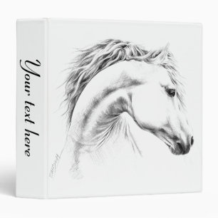 Horse portrait drawing Equestrian art Your text Binder
