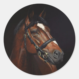 Horse Portrait Ephemera Decoupage Vintage Art Classic Round Sticker