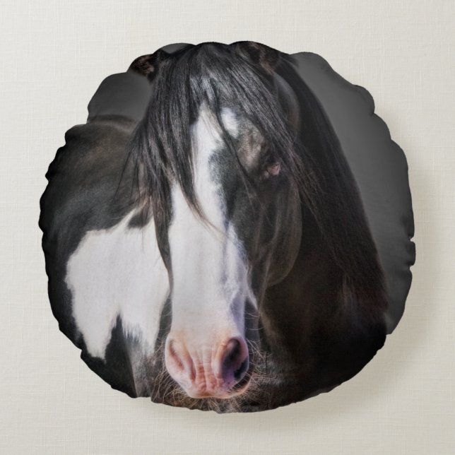 Horse Portrait II Round Pillow (Front)