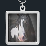 Horse Portrait II Silver Plated Necklace<br><div class="desc">Animals</div>