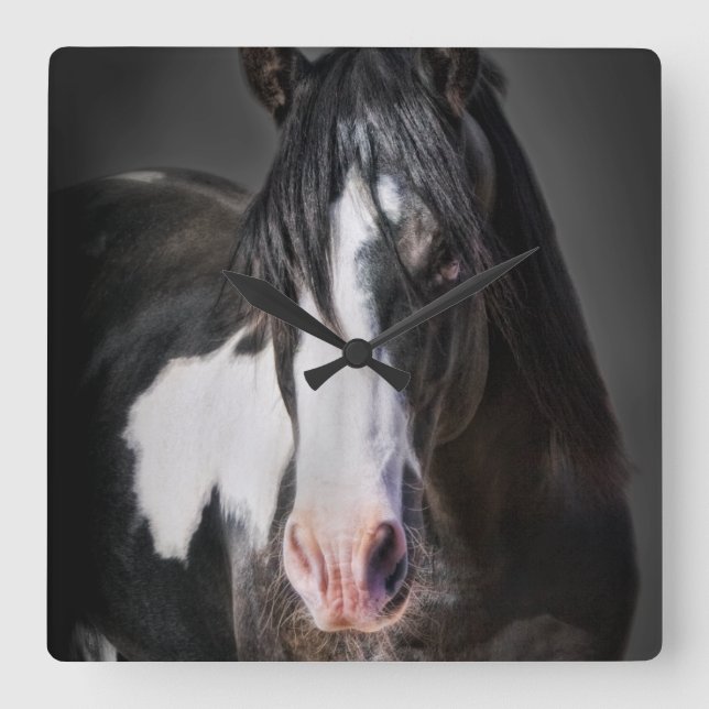 Horse Portrait II Square Wall Clock (Front)