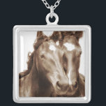 Horse Portrait III Silver Plated Necklace<br><div class="desc">Animals</div>