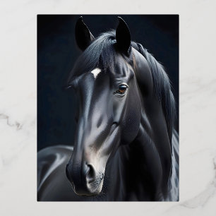 Horse Portrait Majestic Nature Life Art Poster Foil Holiday Postcard