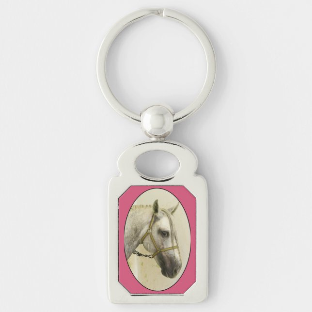 Horse Portrait of a Dapple Grey Andalusian Keychain (Front)