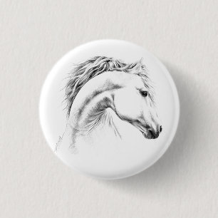 Horse portrait pencil drawing Buttons