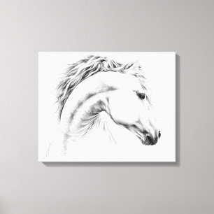 Horse portrait pencil drawing wrapped canvas
