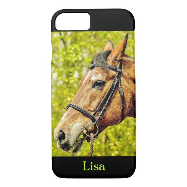 Horse Portrait Personalized Name Case-Mate iPhone Case (Back)