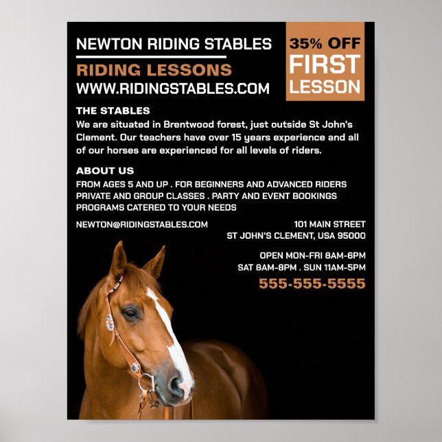 Horse Portrait, Riding Instructor, Academy Poster (Front)