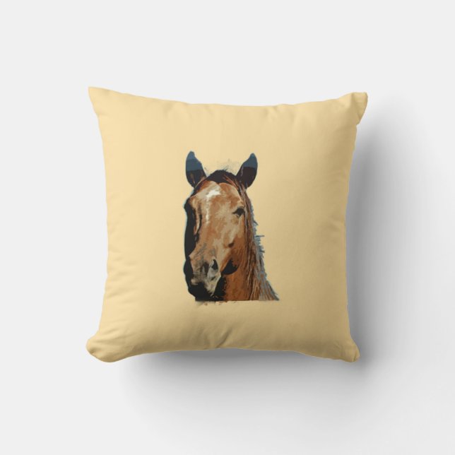 Horse Portrait Throw Pillow (Front)