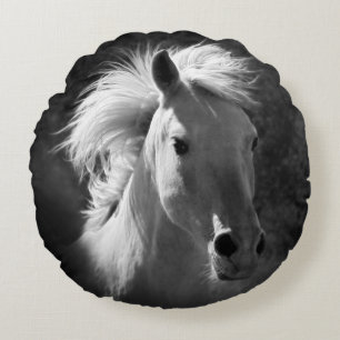 Horse Portrait V Round Pillow