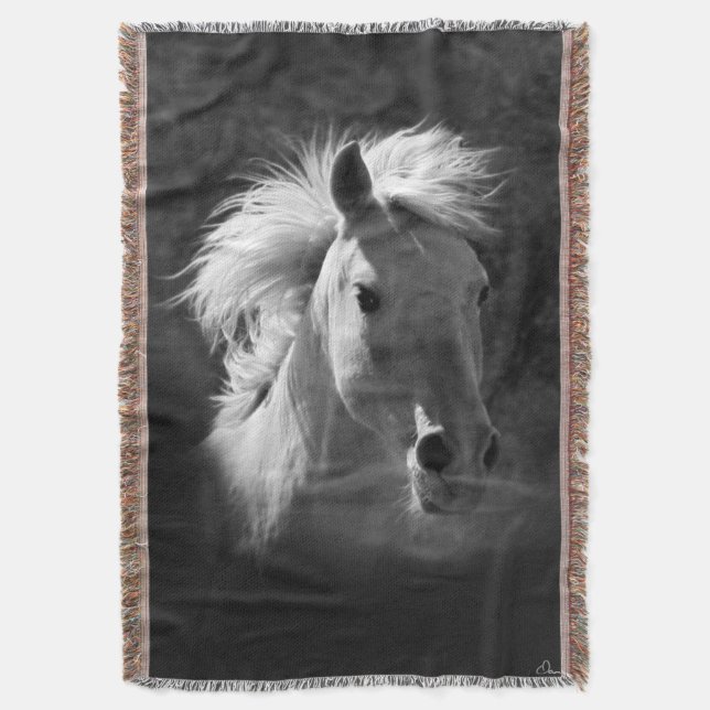 Horse Portrait V Throw Blanket (Front Vertical)