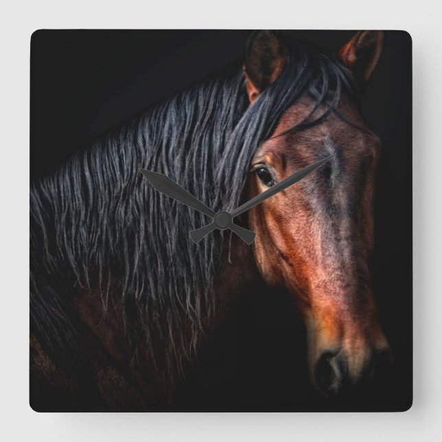 Horse Portrait VII Square Wall Clock (Front)