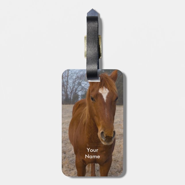 Horse pose luggage tag (Back Vertical)