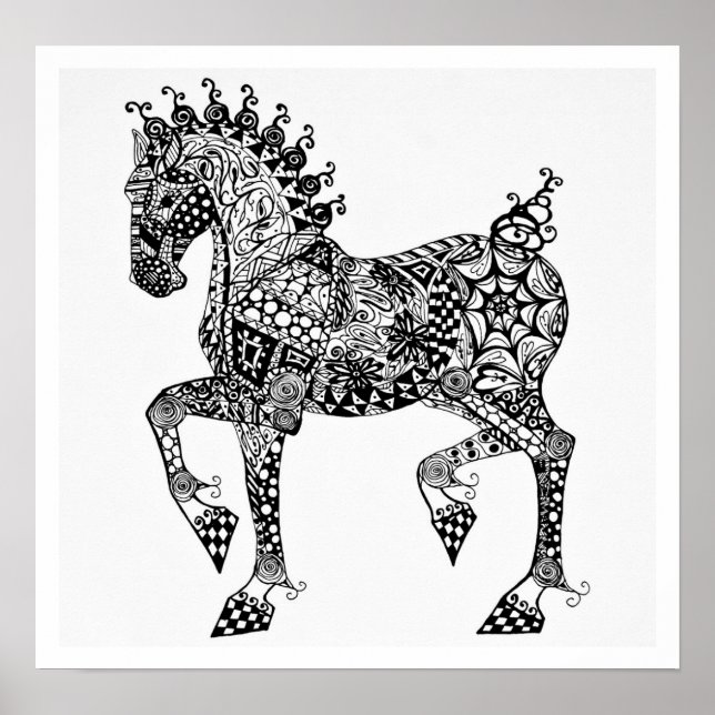 Horse Poster - Clydesdale Foal - Zen Tangle (Front)