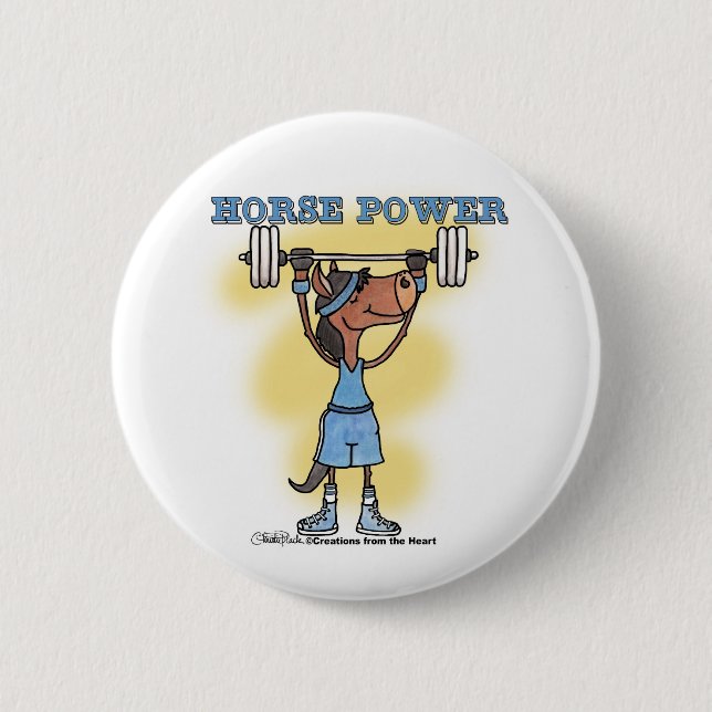 Horse Power 2 Inch Round Button (Front)