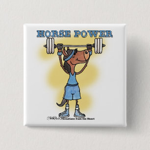 Horse Power 2 Inch Square Button