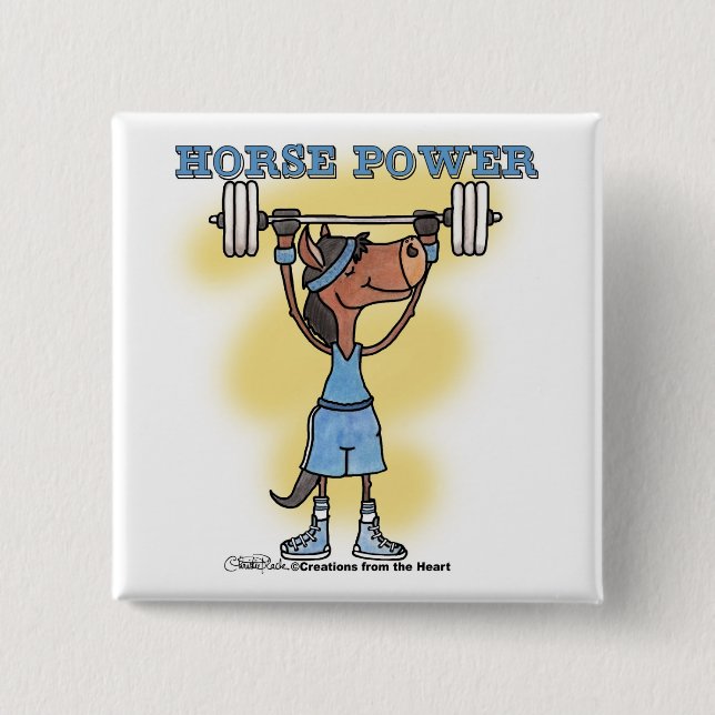 Horse Power 2 Inch Square Button (Front)