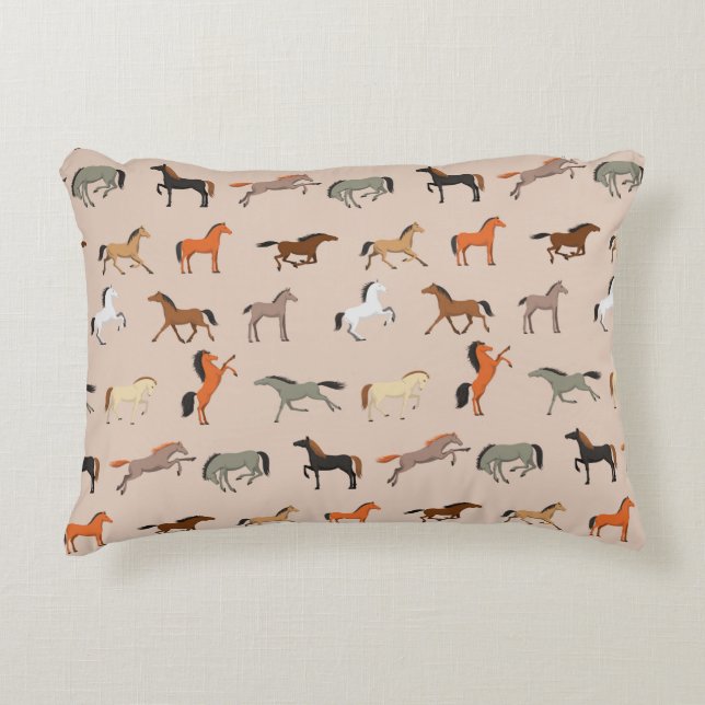 Horse Print Pattern, Boys Girls & Kids, Horse Gift Accent Pillow (Front)