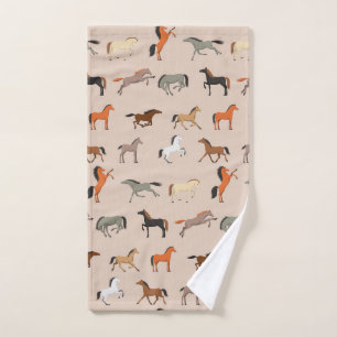 Horse Print Pattern, Boys Girls & Kids, Horse Gift Hand Towel