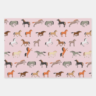 Horse Print Pattern, Women & Girls Kid, Cowgirl Wrapping Paper Sheet