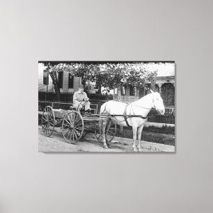 Horse pulling Delivery Wagon Photograph Canvas Print