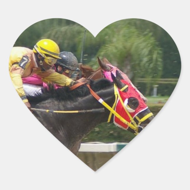 Horse Race Finish Heart Sticker (Front)