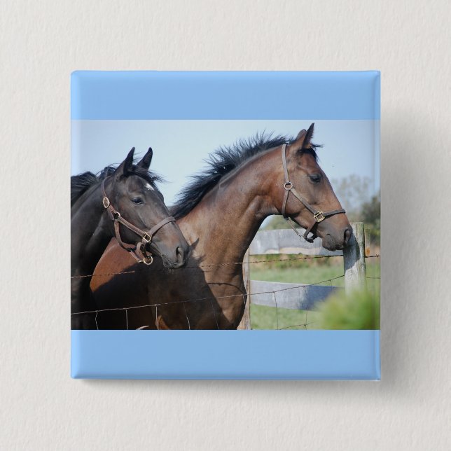Horse Race Finish Line 2 Inch Square Button (Front)