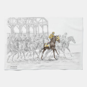 Horse Race Starting Gate Kitchen Towel