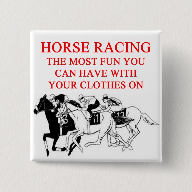 HORSE racing 2 Inch Square Button (Front)
